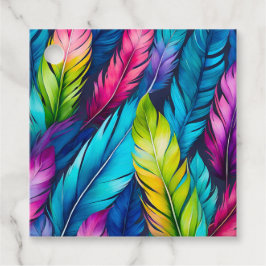 Para Lembrancinhas Etiquetas de Presente na Pena de Aquarela Colorida