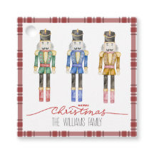 Etiquetas de Presente Quadradas de Natal Plaid Nut