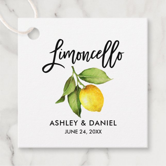 Para Lembrancinhas Etiquetas na Praça Limon Wedding Limoncello Script (Frente)