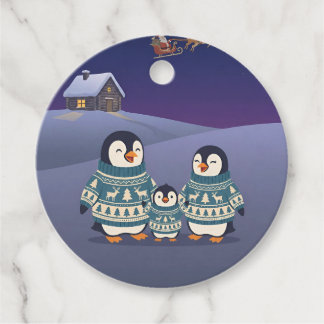 Para Lembrancinhas Família de Pinguim Fofo com Suéter | Etiquetas de