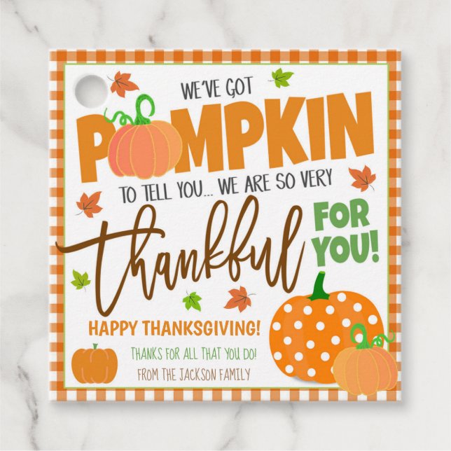 Para Lembrancinhas Pumpkin Obrigado Dando Etiquetas (Frente)