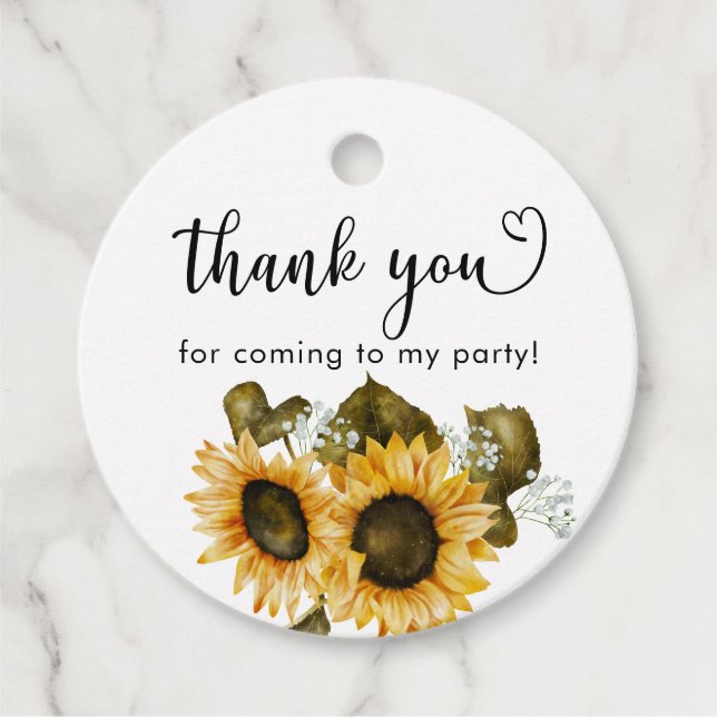 Para Lembrancinhas Rustic Sunflower Birthday Favorece Etiquetas (Frente)