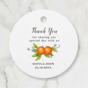 Para Lembrancinhas Vintage Orange Wedding Obrigado por etiquetas