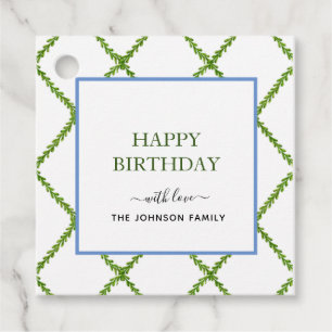 Para Lembrancinhas Watercolor trellis Feliz Aniversário - etiquetas
