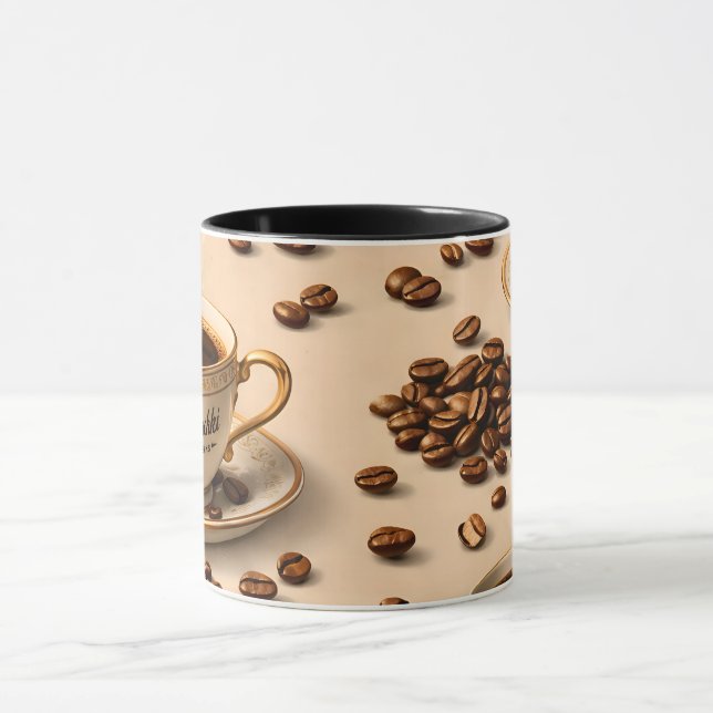 Para mim, grãos de café e xícara de espresso elega (Centro)
