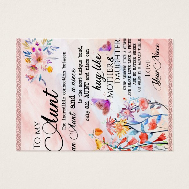 Para Minha Tia Presente, Borboleta Presente Da sob (Frente)