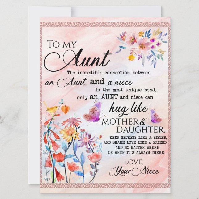 Para Minha Tia Presente, Borboleta Presente Da sob (Frente)