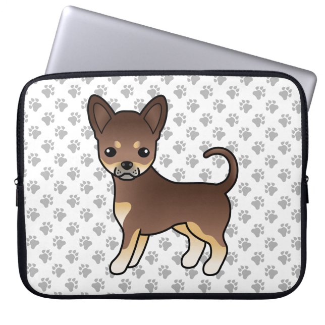 Para Notebook Cachorro Chihuahua de Capa Lisa de Chocolate e Beg (Frente)