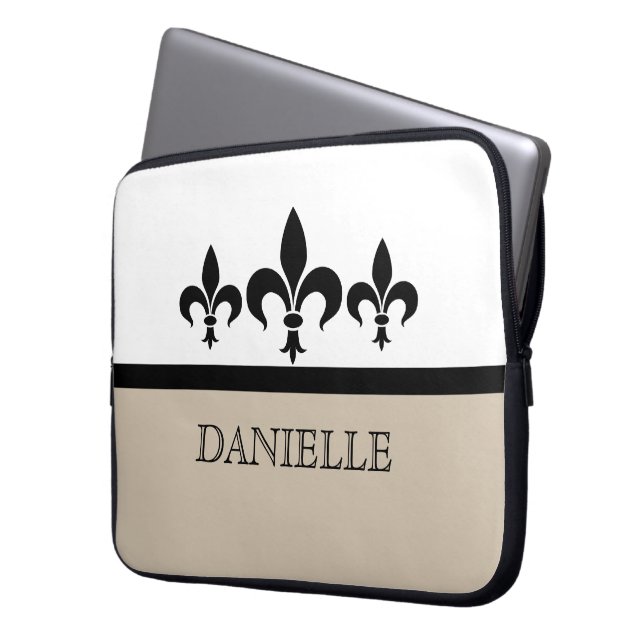 Para Notebook Capa Beige Swanky Fleur De Lis (Frente Esquerda)