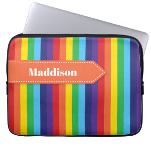 Para Notebook Capa com Eletrônicos striping do arco-íris com nom