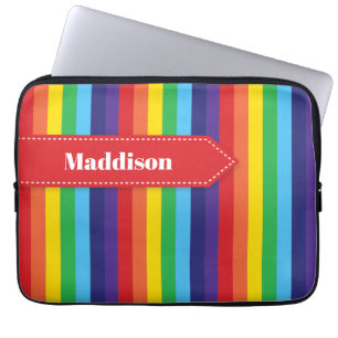 Para Notebook Capa com Eletrônicos striping do arco-íris com nom