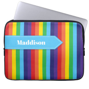 Para Notebook Capa com Eletrônicos striping do arco-íris com nom