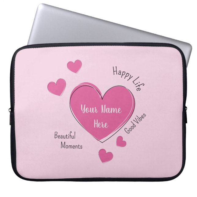 Para Notebook Capa de Laptop Corações Rosas Personalizada (Frente)