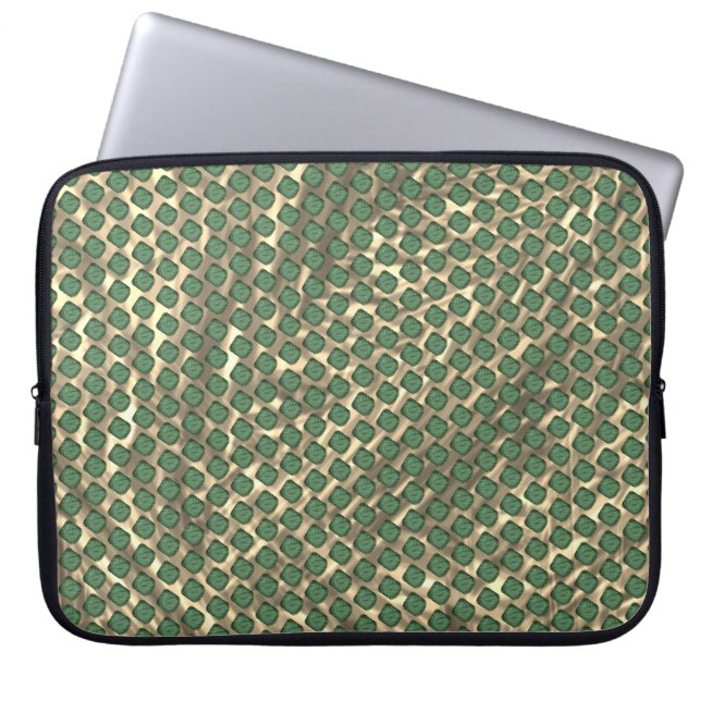 Para Notebook Capa de Laptop, quadrículos verdes sobre marrom (Frente)
