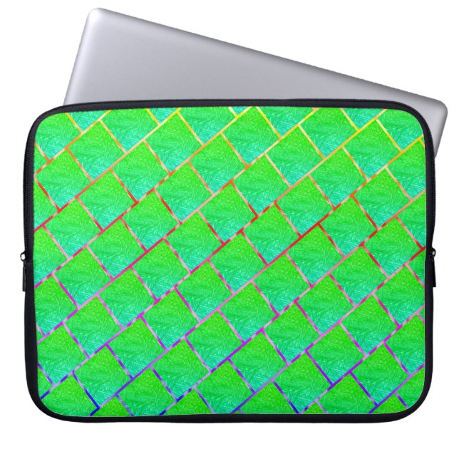 Para Notebook Capa de Laptop, quadros verde azulados, e linhas (Frente)