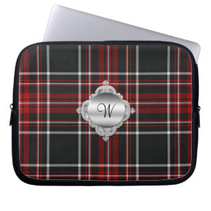 Para Notebook Capa de Laptop Xadrez Tartan Monograma