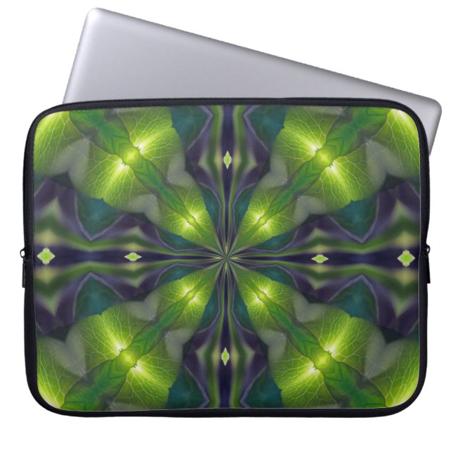 Para Notebook Capa verde do computador do Fractal da sinergia (Frente)