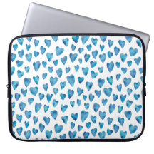 Capinha / capa de laptop em aquarela coração azul