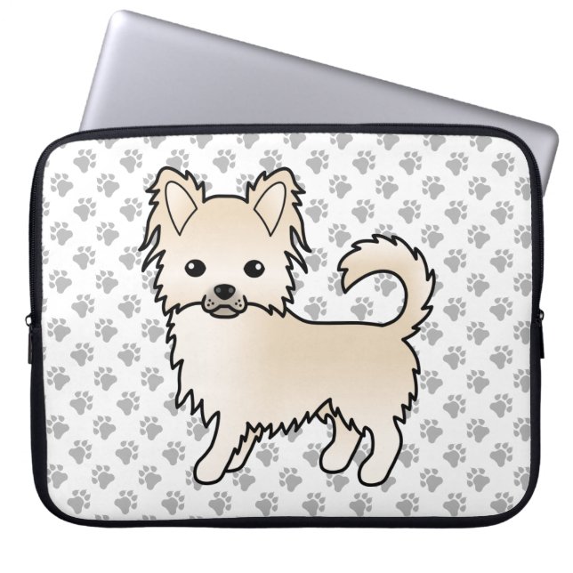 Para Notebook Chihuahua Cartoon de Capa Longa de Creme & Patas (Frente)