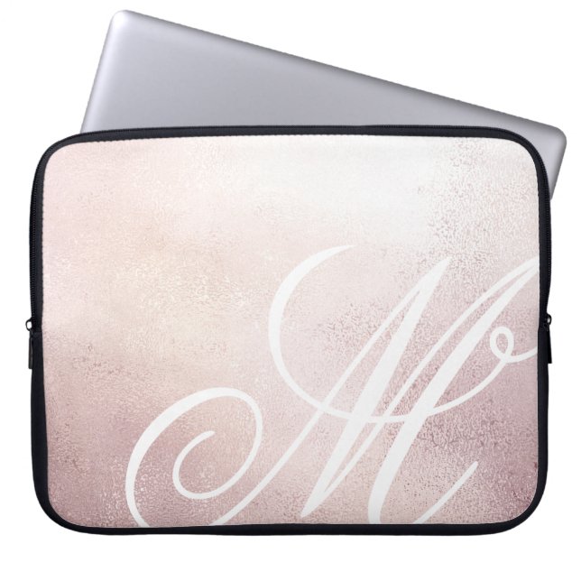 Para Notebook Elegância rosa Dourada ⎥ Monograma Capa do computa (Frente)