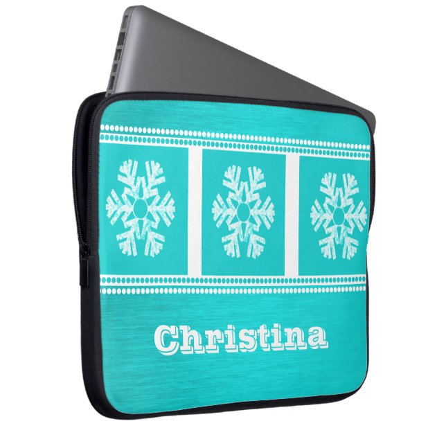 Para Notebook Eletrônicos modernos com flocos de neve, Capa Aqua (Frente Esquerda)