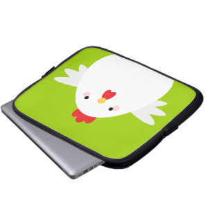 Para Notebook Galinha branca na Capa verde dos eletrônicos