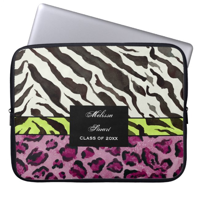 Para Notebook Impressão Zebra Leopardo, Capa Personalizada de Co (Frente)