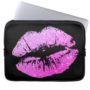 Para Notebook Lábios de neon roxos Capa Laptop preto
