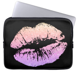 Para Notebook Lábios Néon Rosa  Laptop Preto Capa Computador