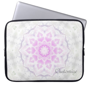Para Notebook Lacy Kaleidoscope Cor-de-rosa e branco Capa