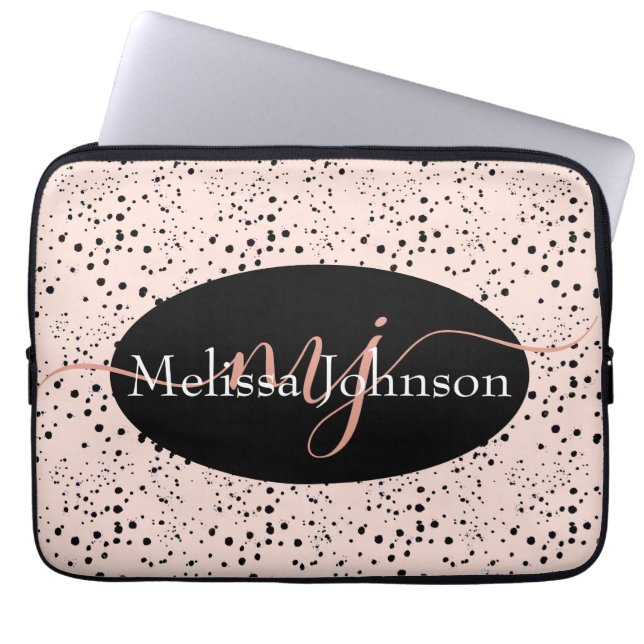 Para Notebook Letras elegantes em dourado rosa em capa preta par (Frente)
