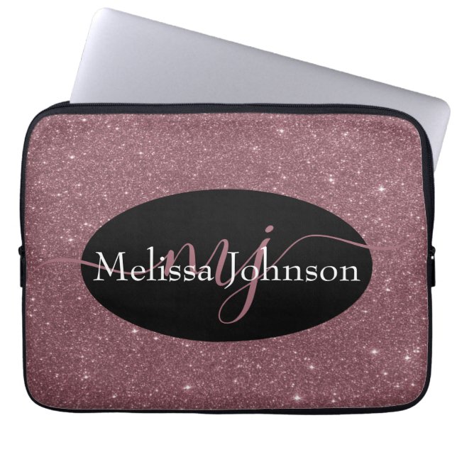 Para Notebook Letras elegantes em dourado-rosado em capa preta p (Frente)