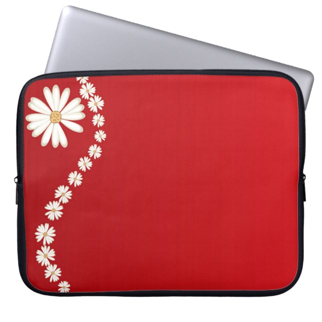 Para Notebook Margaridas na Capa vermelha do computador portátil (Frente)