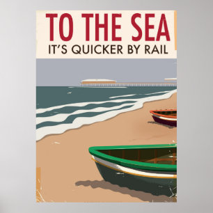 Para o Mar Vintage, poster de viagens litoral brit