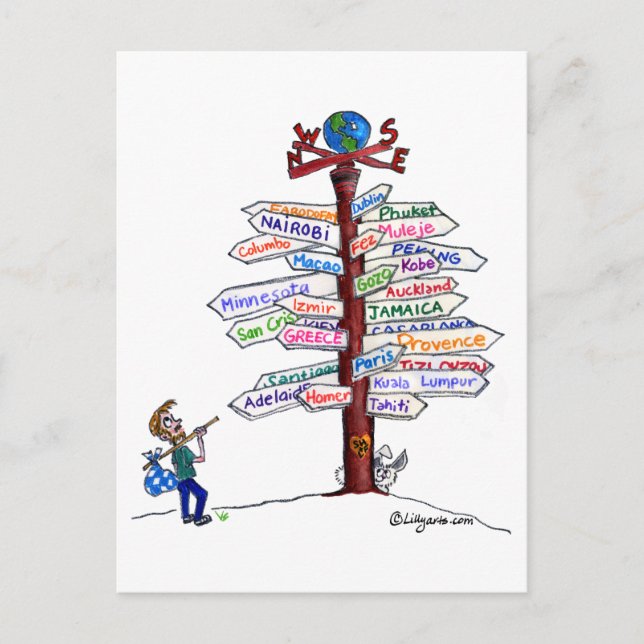 Para Onde Ir? Cartão Postal de Sinais de Trânsito  (Frente)