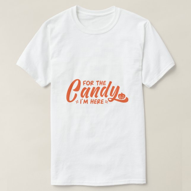 Para os Doces Estou Aqui Camiseta de Halloween (Frente do Design)