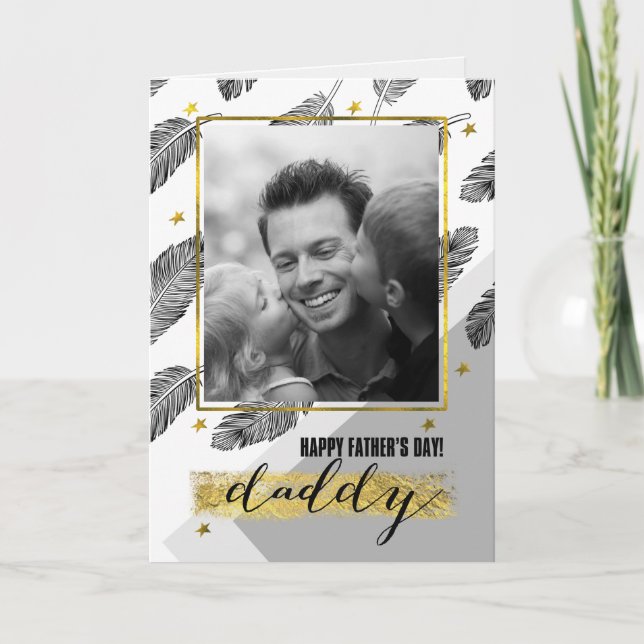 Para Pai no Cartão com fotos personalizado do Dia  (Frente)