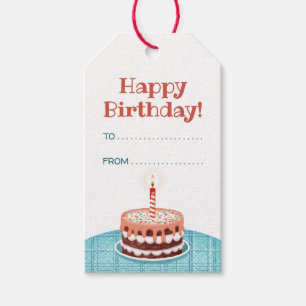 Para Presente Bolo de Aniversário, vela e balões Etiqueta de Pre