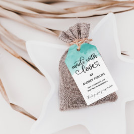 Para Presente Cama de Aquarela Teal Feita Com Etiqueta De Produt