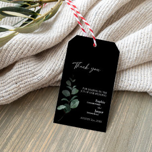 Para Presente Casamento Negra Moderno Verde Obrigado Etiqueta De
