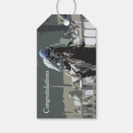 Para Presente Cavalo De Corrida Com Jockey Com Etiqueta De Prese