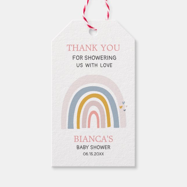 Para Presente Chá de fraldas Magical Arco-Íris Obrigado Etiqueta (Frente)