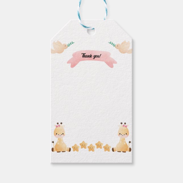 Para Presente Cute Baby Giraffe Etiqueta de Agradecimento (Frente)