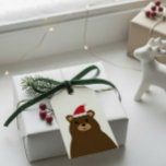 Para Presente Cute Santa Bear Christmas Tag, Etiqueta de Natal<br><div class="desc">O ursinho doce está usando seu chapéu de Papai Noel e pronto para celebrar as festas de fim de ano. Use para todos os seus embrulhos de presentes de Natal.</div>