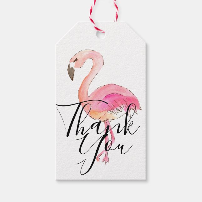 Para Presente Cutuque o obrigado flamingo rosa, sua etiqueta de  (Frente)