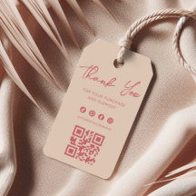 Elegante etiqueta de agradecimento Rosa e Marfim c