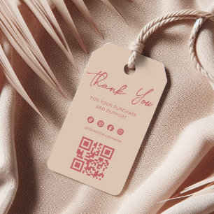 Para Presente Elegante etiqueta de agradecimento Rosa e Marfim c