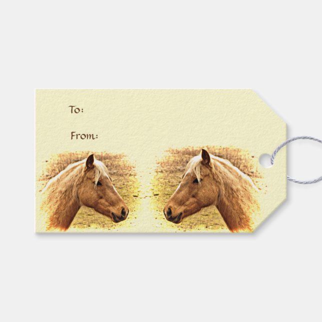 Para Presente Embalagem de animais de cavalo marrom com etiqueta (Frente (horizontal))