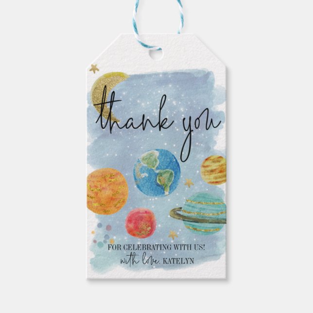 Para Presente Espaço Exterior - Etiqueta Obrigado (Frente)