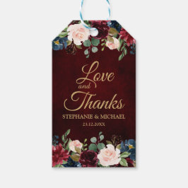 Para Presente Etiqueta Burgundy Red Marinho Floral Boho Gift